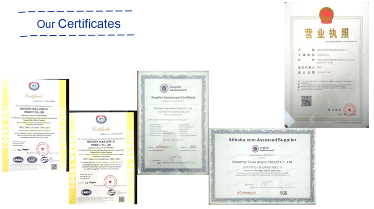 Desktop black acrylic knife display stand certificates.png
