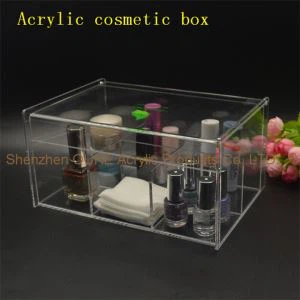 Transparent PMMA Acrylic Beauty Box Penyimpanan Rias Dengan Tutup