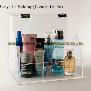 Pabrik Grosir kustom desain Makeup\Cosmetic akrilik transparan kotak penyimpanan kasus