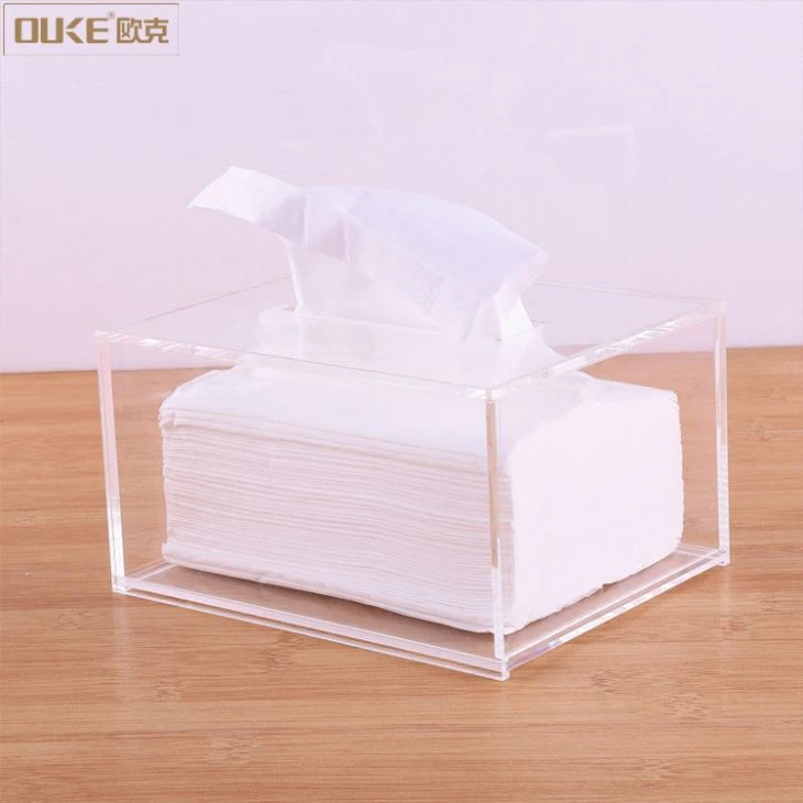 Simple Square Clear Acrylic Tissue Box