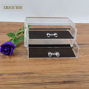 Kustom Transparan Ganda grid Kotak Makeup Akrilik