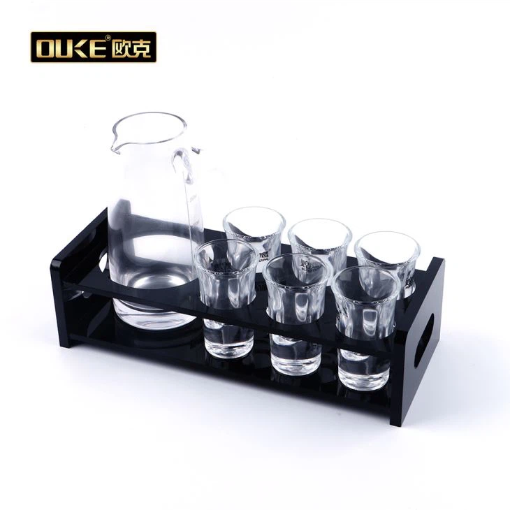 6 Round Holes Shot Glass With Acrylic Holder 6 Round Holes Shot Glass With Acrylic Holder