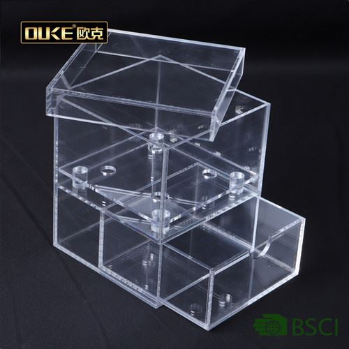 Custom 4 Hole Clear Acrylic Flower Water Holder Display Box With Drawer